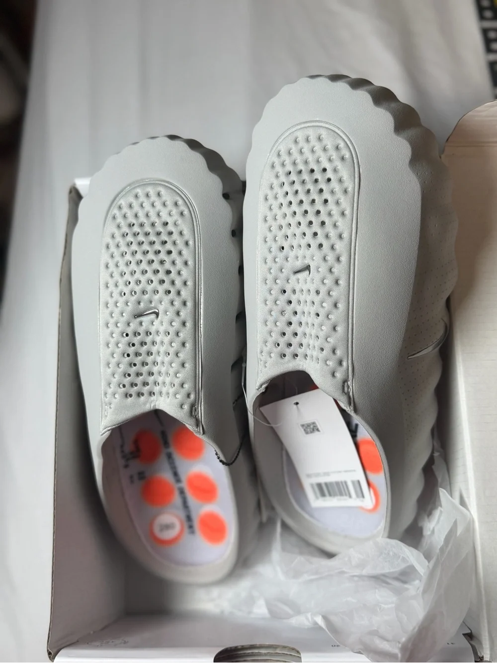 Nike Men’s White Slide Sandals with Orange Outsole Pods